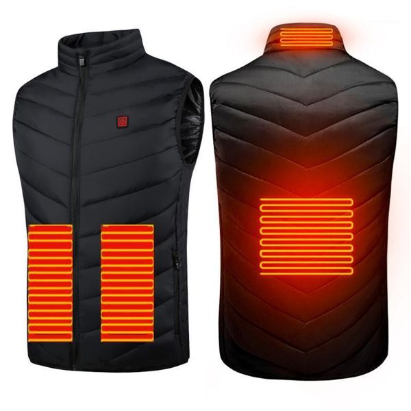

men's jackets 4 place smart heating usb electric heated vest winter waistcoat super warm outdoor coat camping hiking jacket, Black;brown