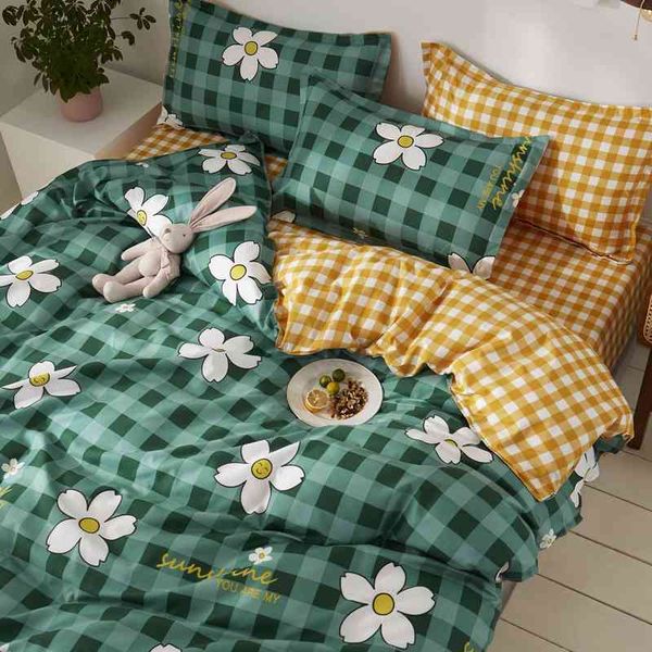 

washable cotton 4-piece dormitory bedding single student bed sheet cover summer quilt 3-piece set 4