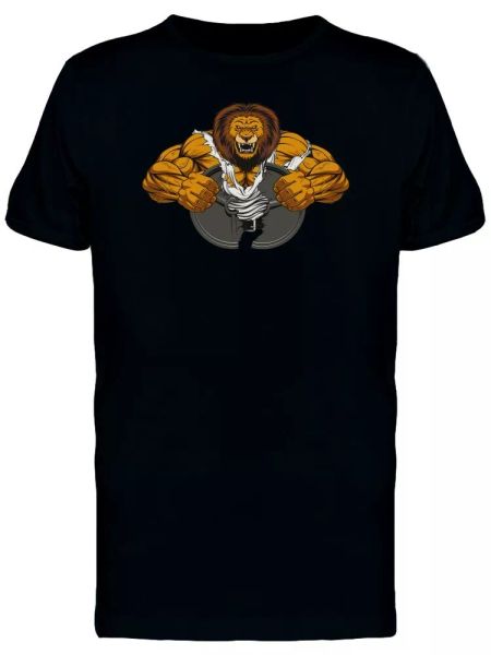 

strong lion bodybuilder men's tee -image by shutterstock, White;black