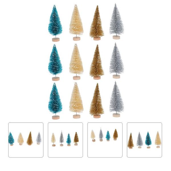 

christmas decorations 12pcs mini trees festival desksisal with wood bases