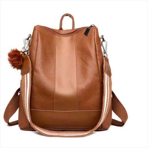 

brand fashion women and soft black brown leather work casual schoolbag backpack bag