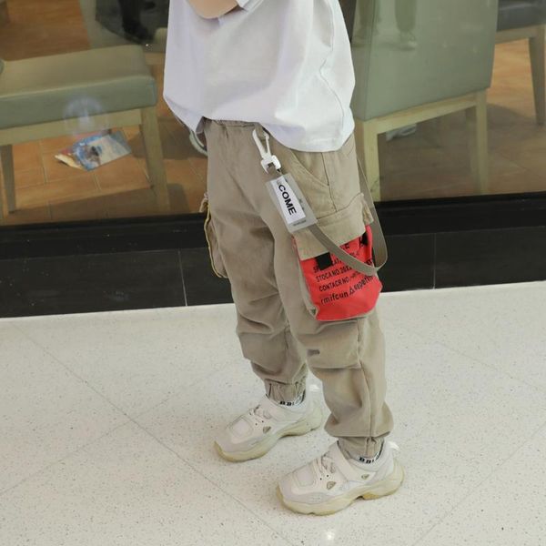 

trousers fashion toddlers boy's pants spring autumn letter drawers color block pockets with hook belt kids teens boy harem, Blue