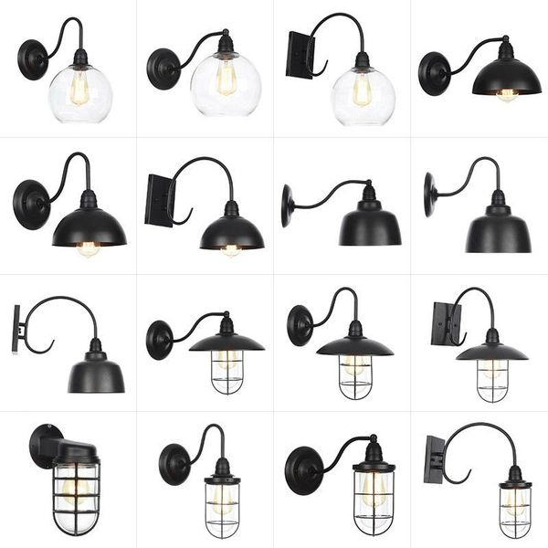 

wall lamp american el restaurants cafes decorative wrought iron single head waterproof outdoor corridors aisle glass