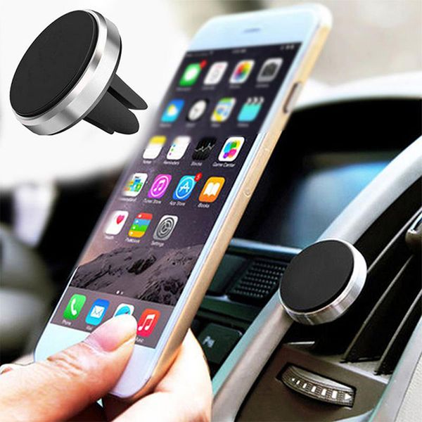 2021 Nova Moda 360 Girar Metal Magnético Mini Carro Telefone Telefone Forte Sucção Air ventilação Suporte para telefones celulares