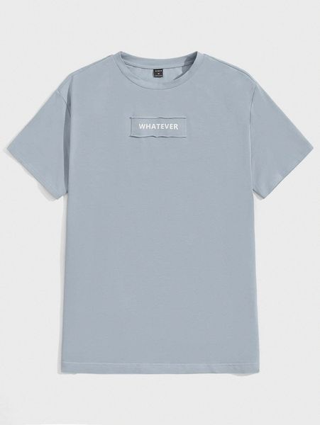 

men letter patched tee m0u0#, White;black