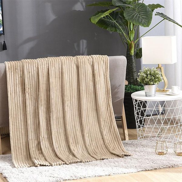 

throw blanket solid color striped bed soft plush bedspread flannel fleece for couch sofa pet cushion dropship blankets