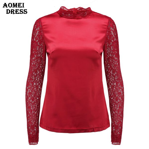 

spring office lace blouse ladies vintage xxl 4xl body shirt patchwork lacy blusa renda feminina plus size work wear 210416, Blue