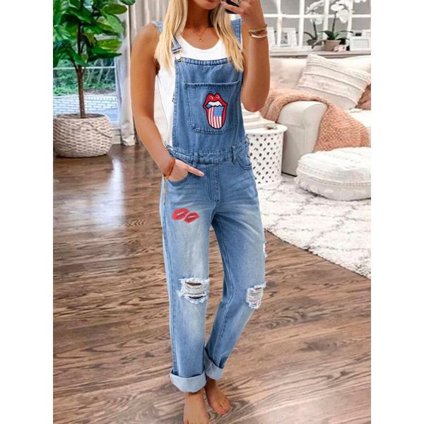 

ueteey jumpsuit selling fashion denim women's slim-fit strap jeans, Blue