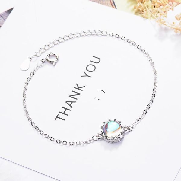 

link, chain artificial moonstone crown bracelets for women 2021 trendy korean fashion female jewelry party gift girls, Black