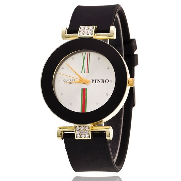 

simple silicone watch women's sports quartz, Slivery;brown