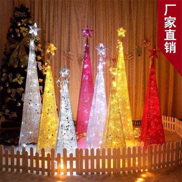 

decorations iron luminous ornaments storefront window decoration scene layout christmas tree
