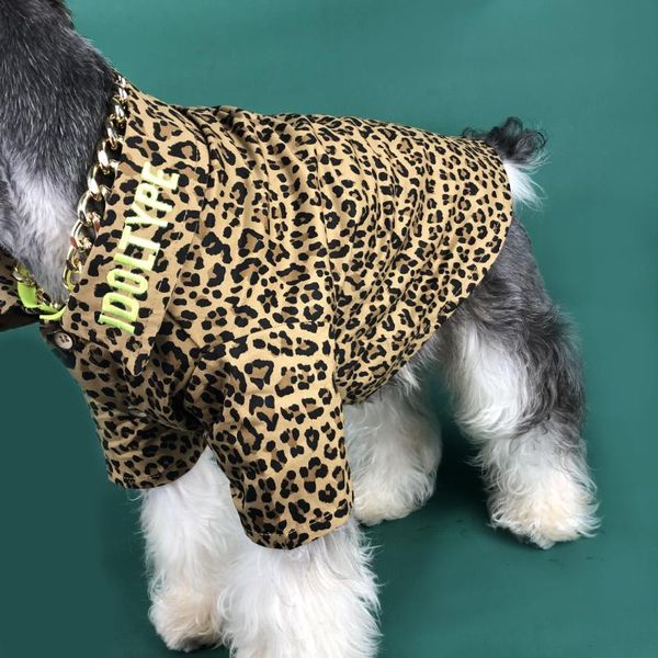

dog apparel summer pet clothes leopard print shirt fashion hiphop style for small and medium teddy snow neri bichon
