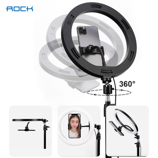 

selfie monopods rock live phone tripod holder 10" 26 cm ring light with stand studio circle video for stream