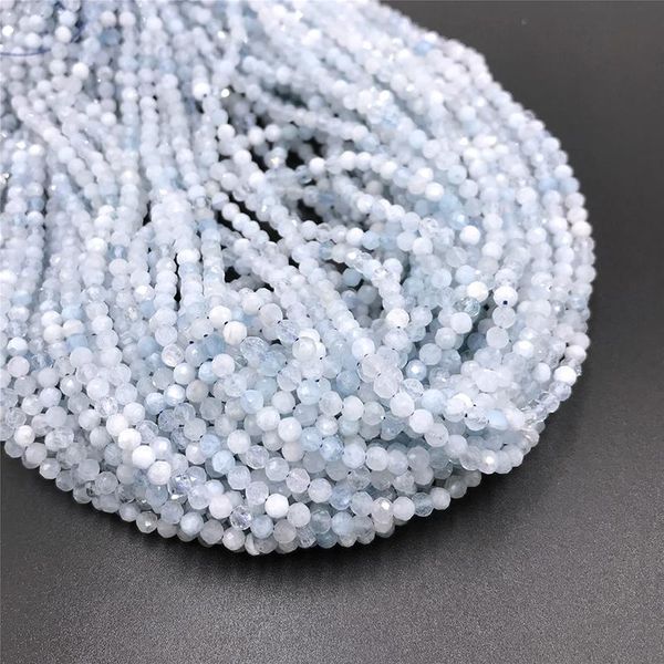 

other natural aquamarines small faceted round loose beads blue energy stone diy jewelry making bracelet necklace design 2mm 3mm 4mm