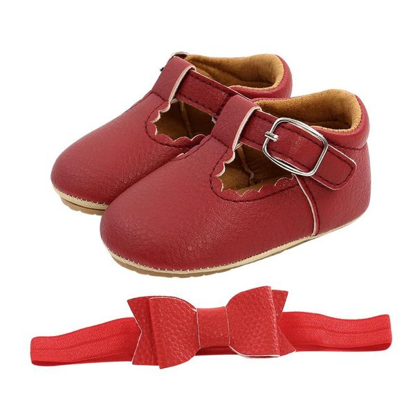 

first walkers telotuny baby boys girls pu solid color soft sole non-slip rubber prewalker flat walking shoes& headband kids toddler shoes