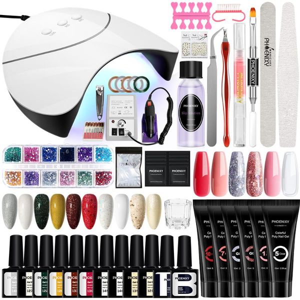 

nail art kits acrylic gel poly kit extension glitter uv building polish set with lamp manicure