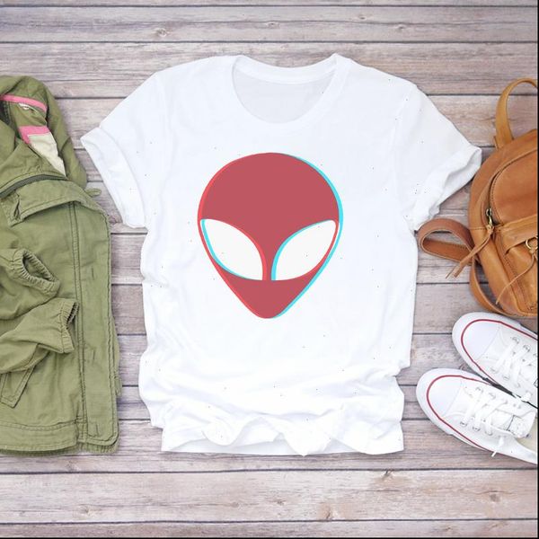 

womens women cute cartoon face cool 90s print summer shirt t shirts graphic female ladies tee, White