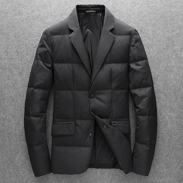 

men's suits & blazers winter down male blazer luxury single breasted casual mens fashion slim fit solid color business coats 4xl, White;black