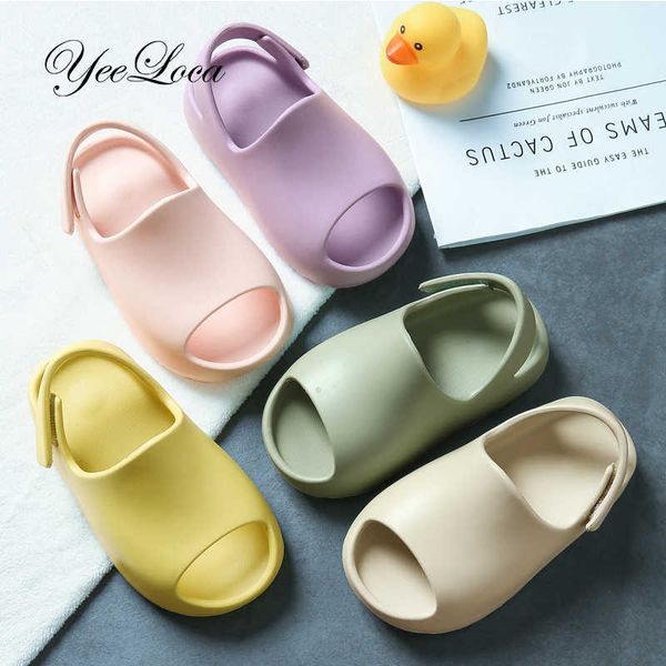 Vier Jahreszeiten Mädchen Jungen Baby Hausschuhe Mini Strand Slides Sandale Flache Pool Wasser Schuhe EVA Hause Für Kinder Kleinkind 210712