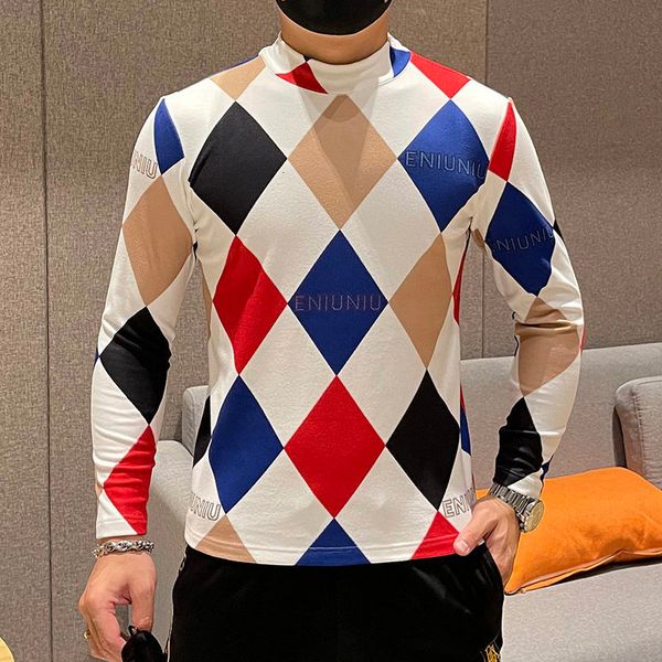 

men's polos double-sided veet t-shirt, medium and high collar luxury clothing, club diamond, tight fitting, White;black