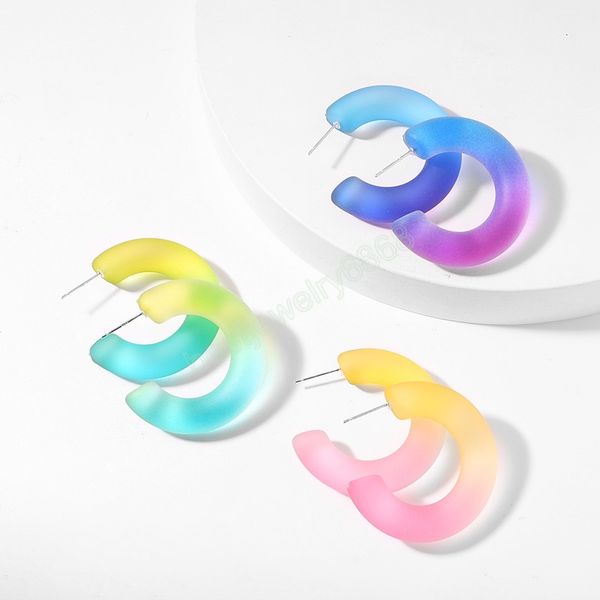 INS Trendy Candy Farbe Transparent Acryl Harz C-Förmigen Ohrringe Für Frauen Geometrische Hoop Ohrringe Einfache Schmuck
