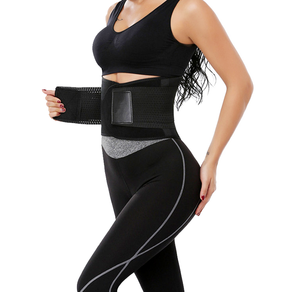 

adjustable fitness sweatiness slimming body shape sport girdle belt stomach fat burner waist support, Black;gray