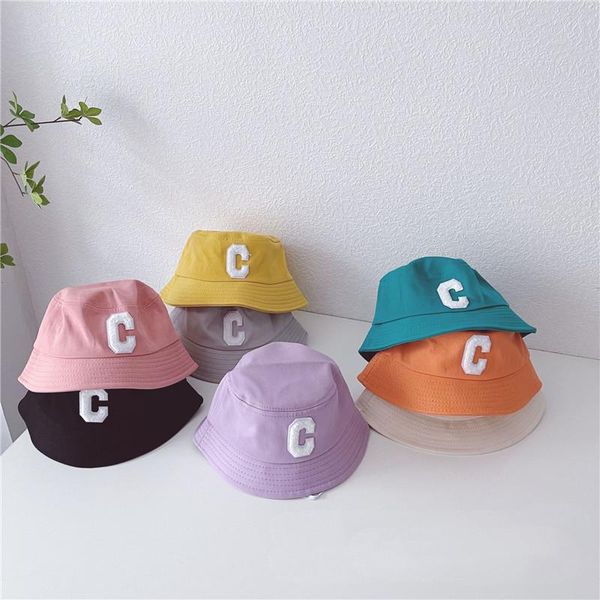 

wide brim hats children spring and autumn shade letters big fisherman for boys girls casual sun visor hat, Blue;gray