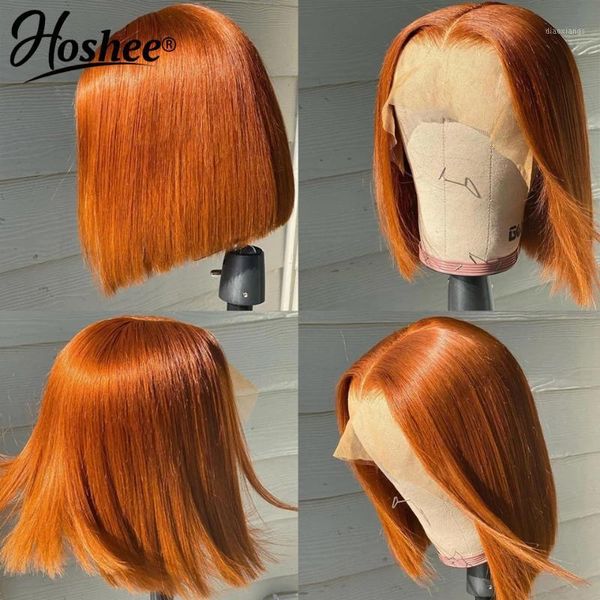 

orange lace front wig dark green colored human hair wigs brazilian bob for women1, Black;brown