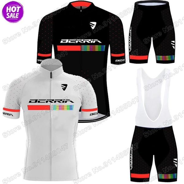 

berria 2021 summer cycling jersey set clothing mens road bike shirts suit bicycle bib shorts mtb wear ropa maillot racing sets, Black;blue