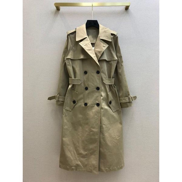 

women's trench coats 2021 autumn 9.29 ladies fashion lapel double breasted coat casual temperament loose embroidery long windbreaker, Tan;black