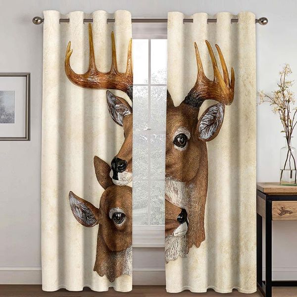 

curtain & drapes home living room shading decorative textile decoration bedroom curtains sika deer pattern 3d printing