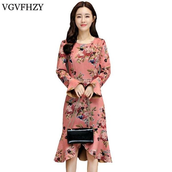 

casual dresses women pink mermaid dress 2021 female girls spring long sleeves thick round neck buckskin print slim ly714, Black;gray