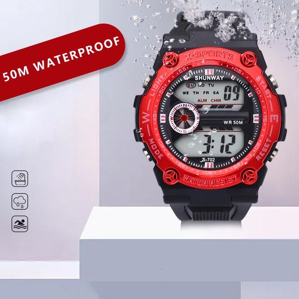 

wristwatches 2021 50m diving multi-function electronic watch, sports luminous chronograph, Slivery;brown