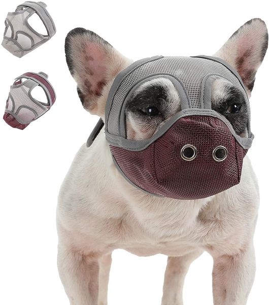 

short snout dog muzzles anti biting adjustable prevent chewing barking dogs mask french bulldog pug breathable mesh pet mask