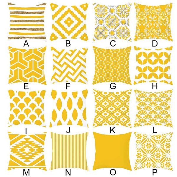 

pillow case yellow geometric short plush pillowcase pineapple leaf sofa car waist throw cushion cover home decoration
