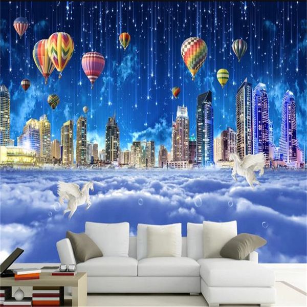 3D paisagem wallcovering papel de parede sonho estrelado cidade yunhai wonderland hd decorações interiores de interiores cobertura de parede