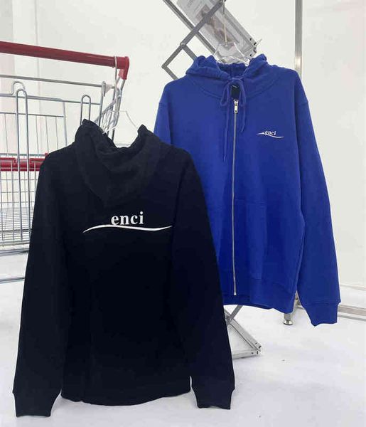 

2022 factory wholesale new trendy letter printed hooded sweater women's autumn cardigan casual loose zipper large couple long sleeve ja, Black