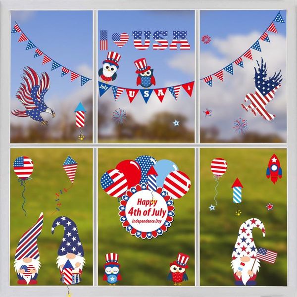 

9pc Sheet Wall Stickers For Windows On Independence Day Craft Party Decoration Festival Birthday Gift Decorations Labels
