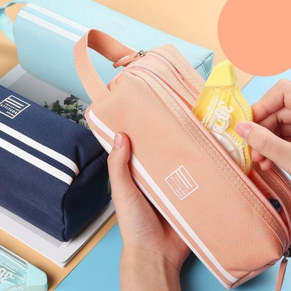 

8ka1 deli 66772 korean simple large capacity stationery boxsmall fresh cute primary pencil bags school stationery case high school pencil c