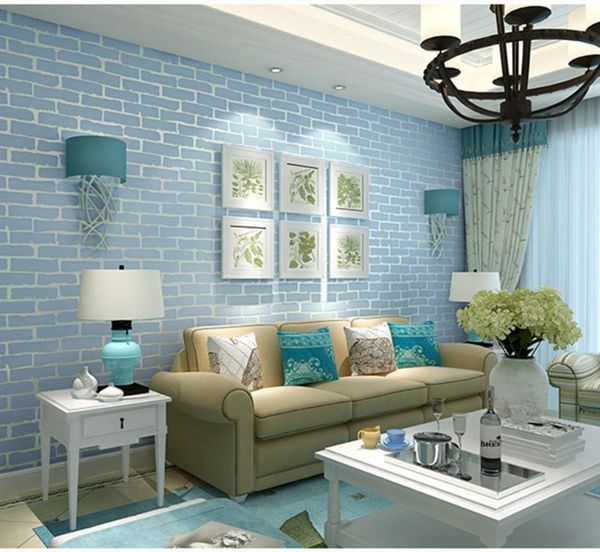 

window stickers blue 3d brick wallpaper wall sticks waterproof paper livingroom bedroom background home decoration