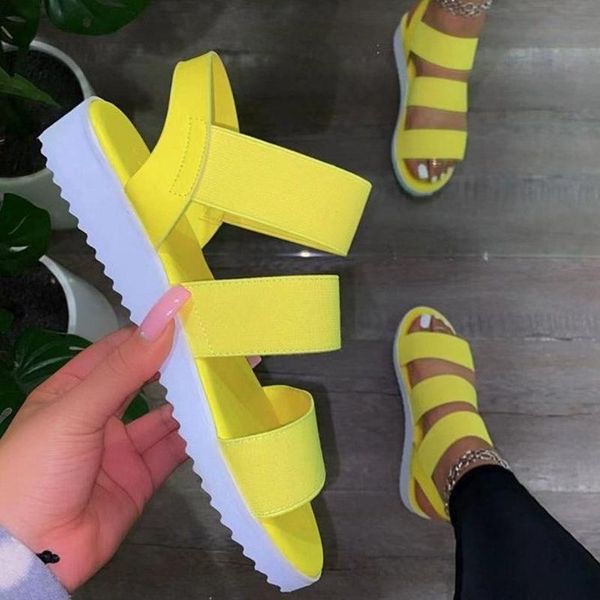 

sandals women shoes flat casual slip-on elasticity walking outdoor comfy ladies candy colors platform zapatos mujer, Black