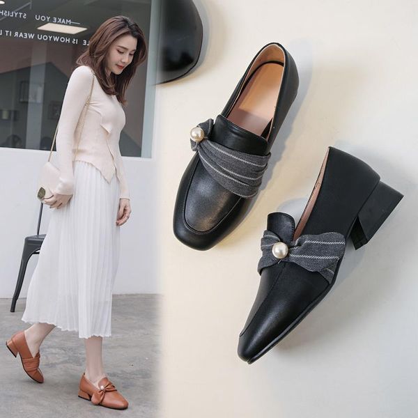 

dress shoes the female2021 spring thick with square head pumps mouth female big 33-43, Black