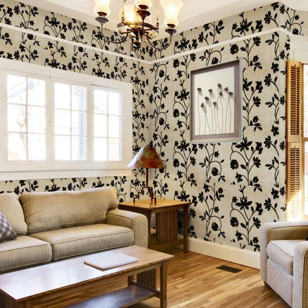 

wallpapers pvc waterproof self adhesive wallpaper living room print black flower bedroom wall paper home decor peel and stick