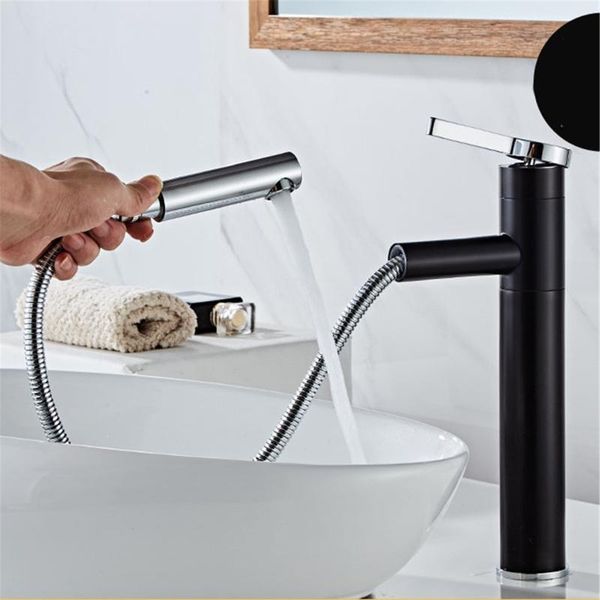 

bathroom kitchen basin faucet single handle pull out spray sink tap a0kc faucets