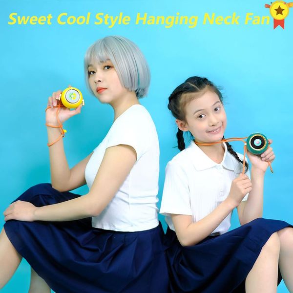 

cute portable mini fan neck fans usb chargeable mute bladeless kids adults used for summer cooler outdoor travel office electric