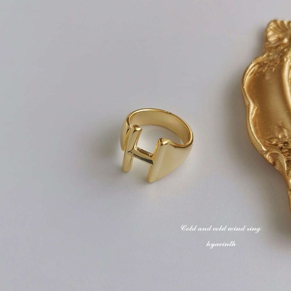 

hyacinth new korean hand decoration letter h index finger women's net red simple fashion personality ring, Black