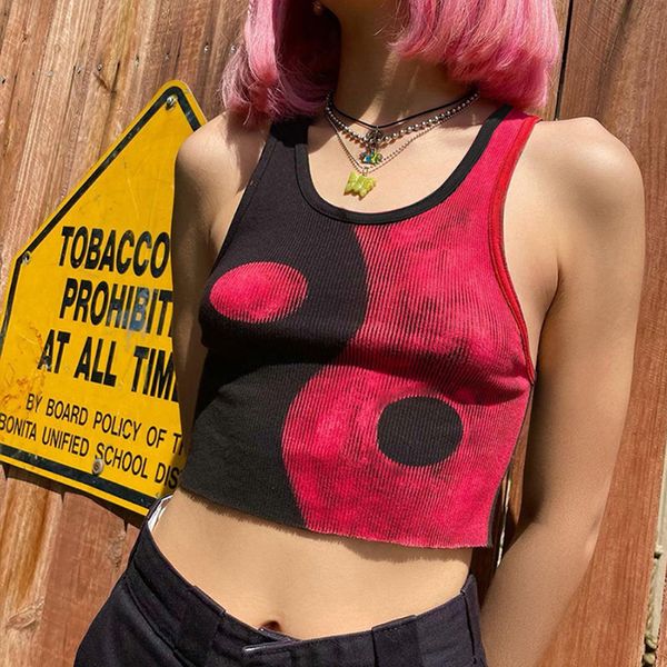 

bras sets fashion will see trend product with v-printed thin-fitting umbilical waistcoat sleeveless shirt 0ihq, Red;black