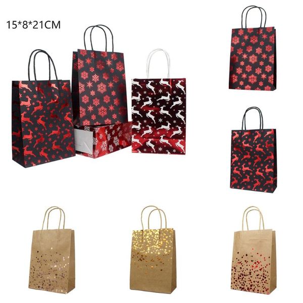 

gift wrap 10pcs 15x8x21cm christmas paper bags with handles wedding favors gifts snow deer guests gilding candy box packaging