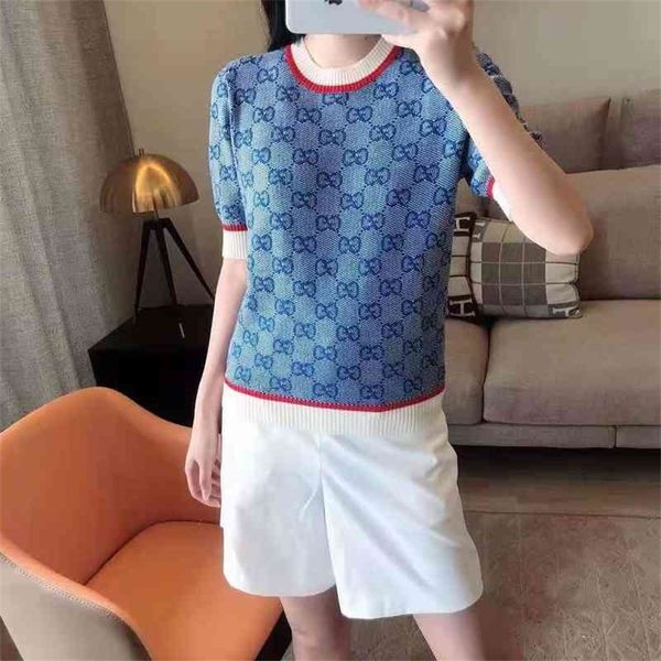 

[star matching]temperament short sleeved gc knitted ice silk casual t-shirt vintage with loose women's wear, White;black