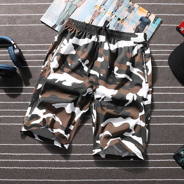 Camuflagem Calções de verão Homens Casual Fitness Workout Praia Calças Curtas Mens Respirável Camo Ginásio Calças Curtas Plus Size 5XL 6XL X0705